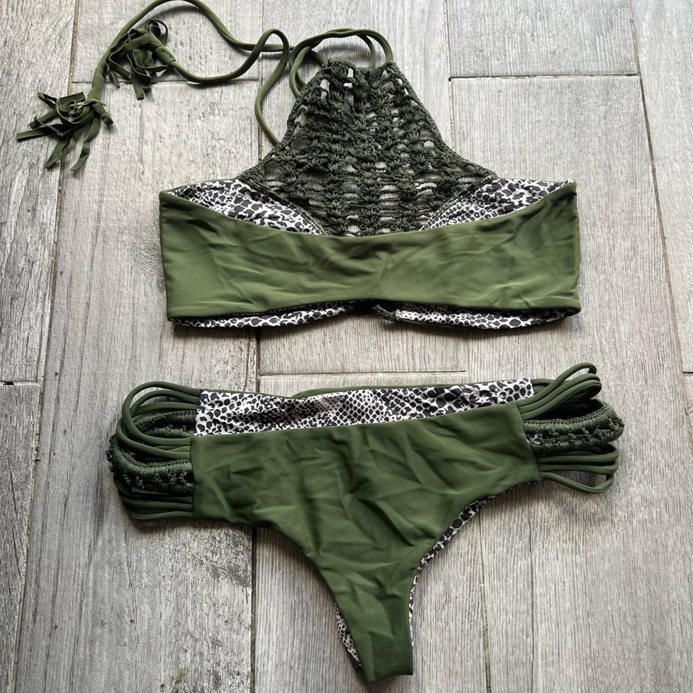 Acacia Swimwear Olive Green Bikini - Picture 2 of 5